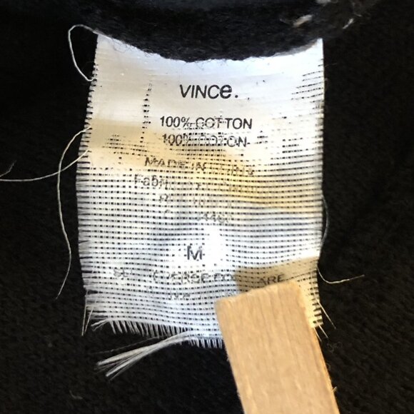 Vince Tan Black Color Block Sweater 100% Cotton Scoop Neck Drop Shoulder Stretch - Picture 13 of 15